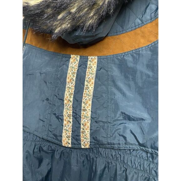 Vintage Julia Michaels Ski Jacket Winter Coat Hood Fur Trim Floral Y2K 90s - Picture 12 of 16